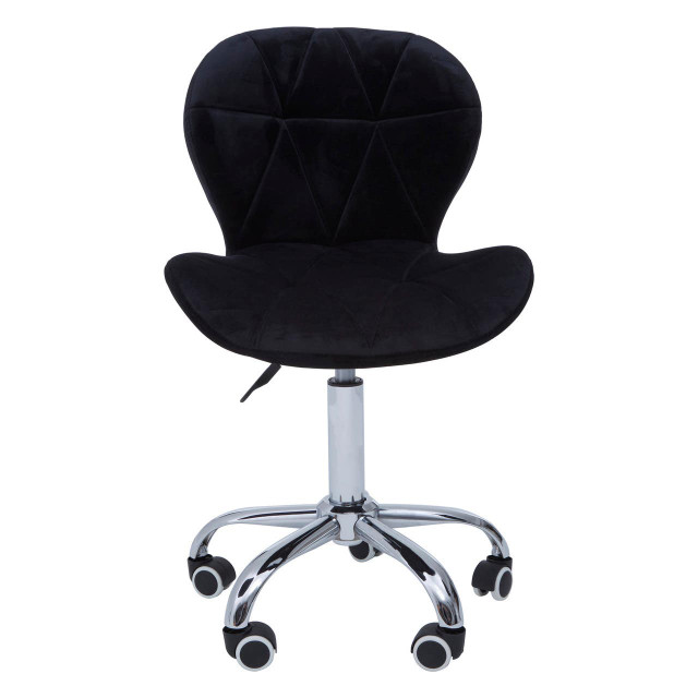 Premier Housewares Franki Black Velvet Quilted Home Office Chair