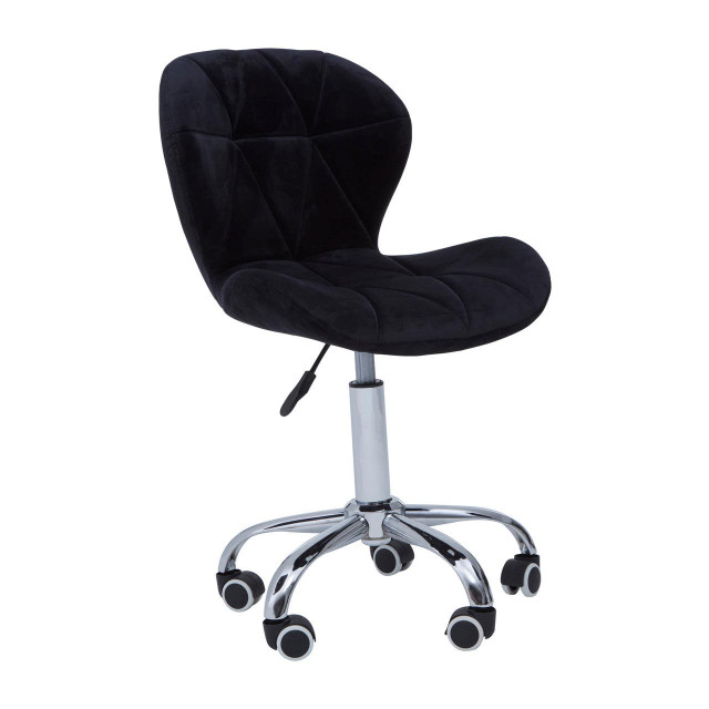 premier housewares Franki Black Velvet Quilted Home Office Chair