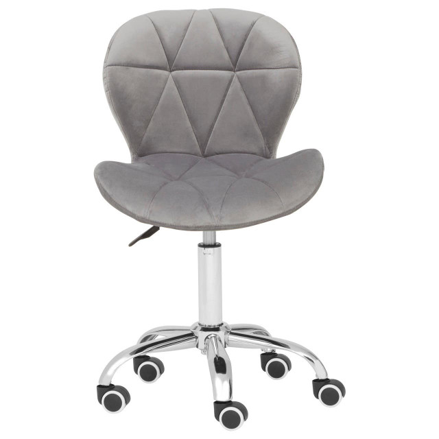 Premier Housewares Franki Grey Velvet Quilted Home Office Chair