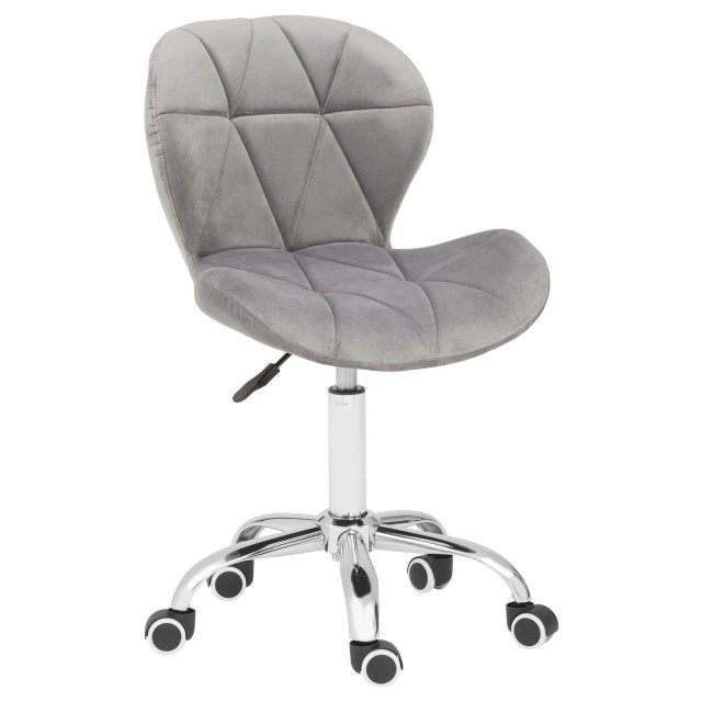 premier housewares Franki Grey Velvet Quilted Home Office Chair