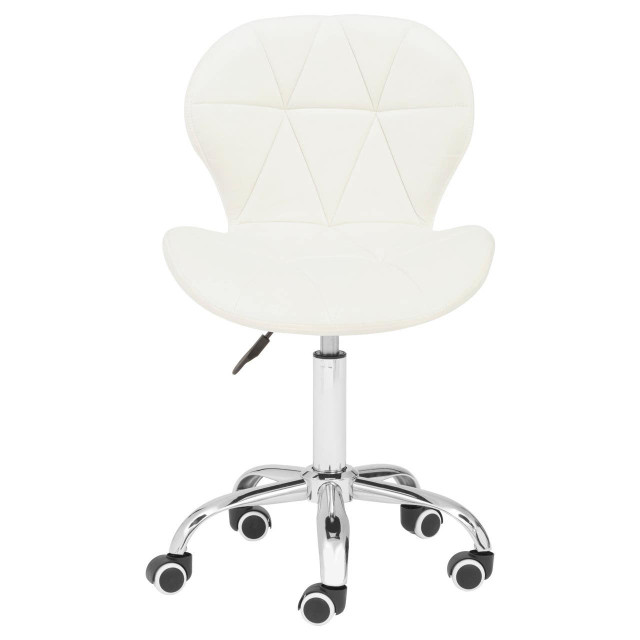 Premier Housewares Franki White Velvet Quilted Home Office Chair