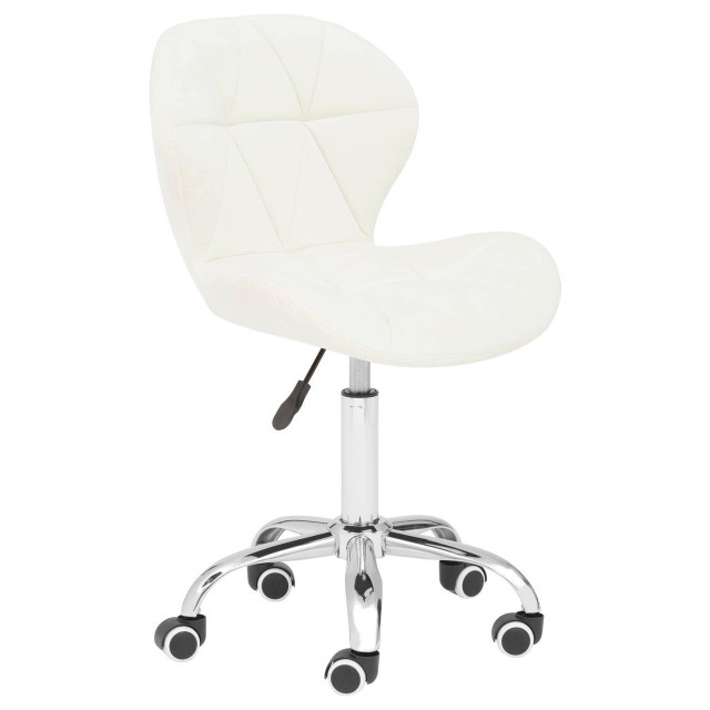 premier housewares Franki White Velvet Quilted Home Office Chair