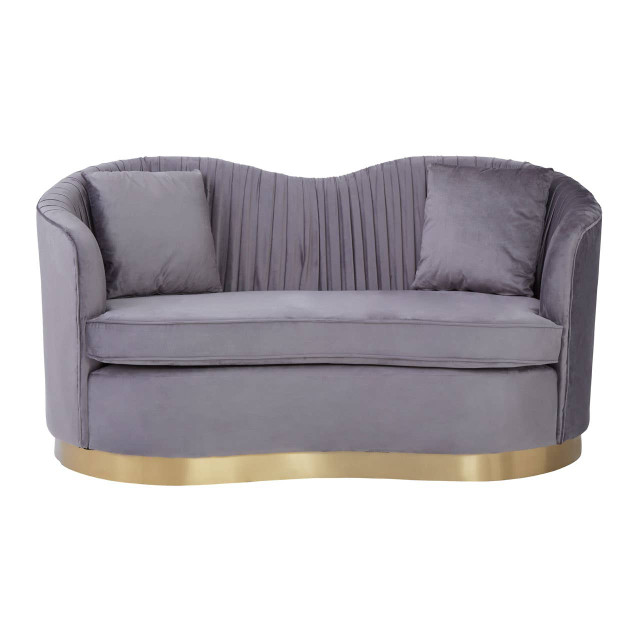 Premier Housewares Franza Grey 2 Seat Pleated Velvet Sofa
