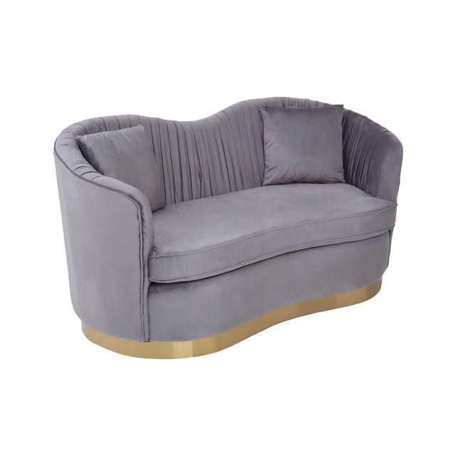 Premier Housewares Franza Grey 2 Seat Pleated Velvet Sofa