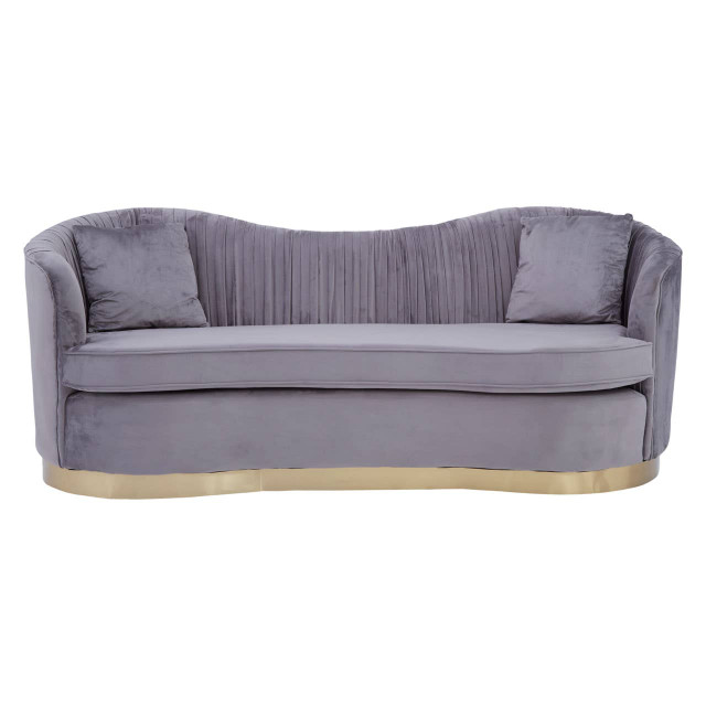 Premier Housewares Franza Grey 3 Seat Pleated Velvet Sofa