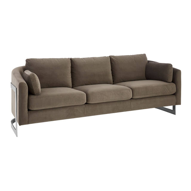 Premier Housewares Freda Dark Grey Cotton Velvet 3 Seat Sofa