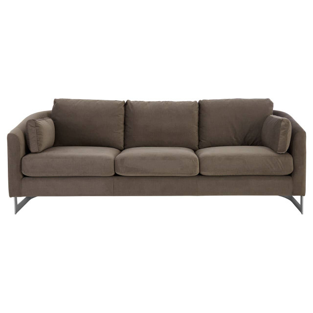 premier housewares Freda Dark Grey Cotton Velvet 3 Seat Sofa
