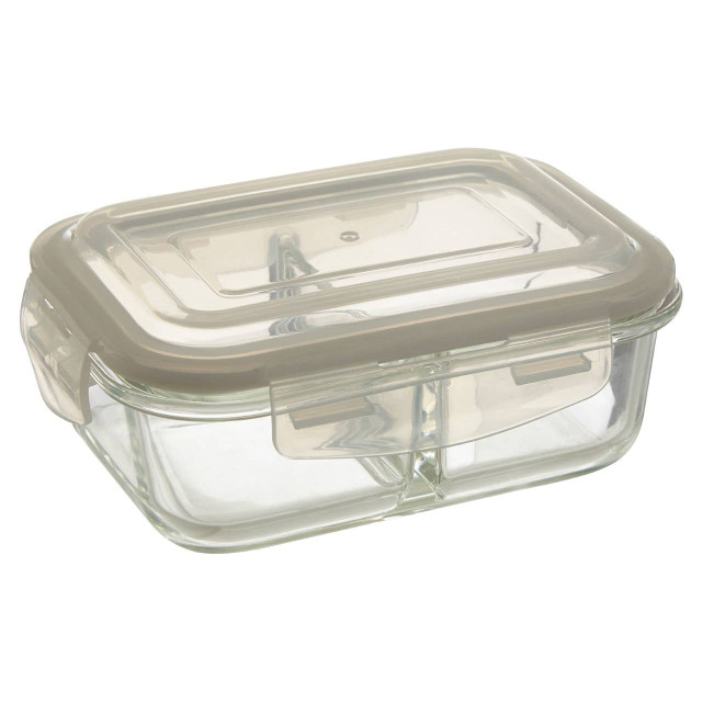 Premier Housewares Freska 2 Section Rectangular Glass Container With Lid 640 Ml