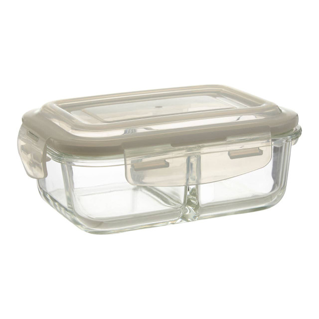 premier housewares Freska 2 Section Rectangular Glass Container With Lid 640 ml