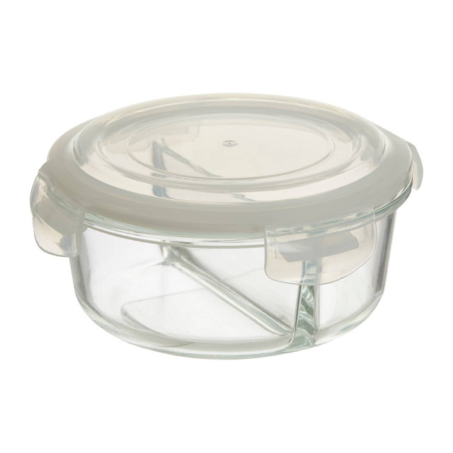 Premier Housewares Freska 2 Section Round Glass Container With Lid 950 Ml