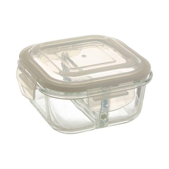 Premier Housewares Freska 2 Section Square Glass Container With Lid 520 Ml