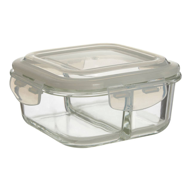 Premier Housewares Freska 2 Section Square Glass Container With Lid 800 Ml