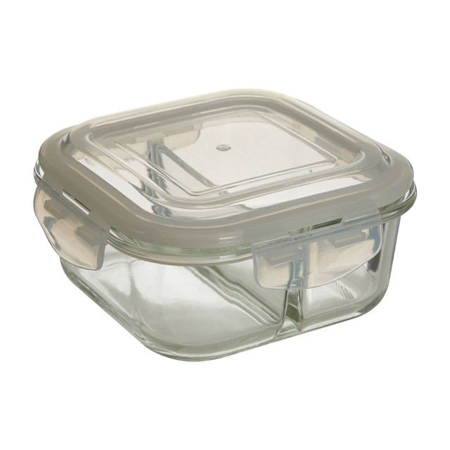 Premier Housewares Freska 2 Section Square Glass Container With Lid 800 Ml