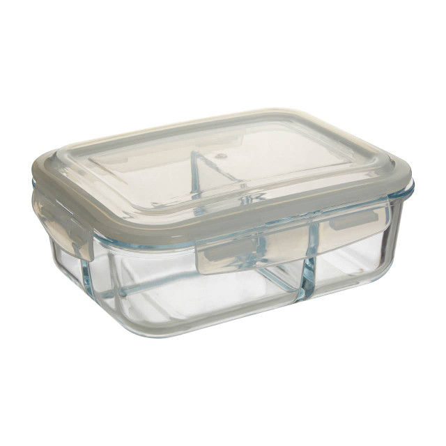Premier Housewares Freska 3 Section Rectangular Glass Container With Lid 1520 Ml