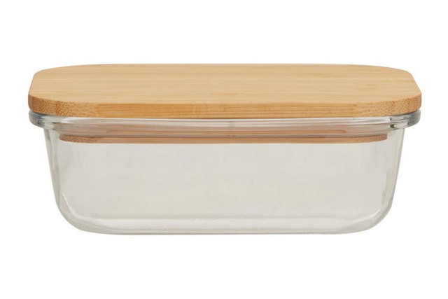 premier housewares Freska 370ml Glass Container With Bamboo Lid