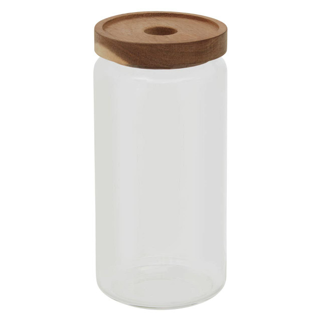 Premier Housewares Freska Glass Storage Jar With Acacia Wood Lid 1000ml