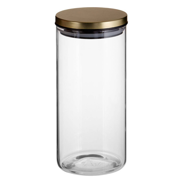 Premier Housewares Freska Glass Storage Jar With Gold Lid 1300ml