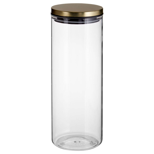 Premier Housewares Freska Glass Storage Jar With Gold Lid 1600ml