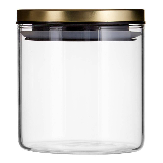 Premier Housewares Freska Glass Storage Jar With Gold Lid 550ml