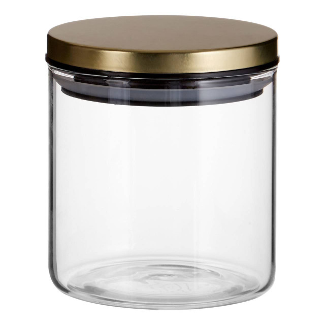 Premier Housewares Freska Glass Storage Jar With Gold Lid 550ml