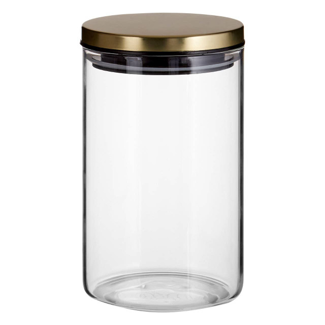 Premier Housewares Freska Glass Storage Jar With Gold Lid 950ml