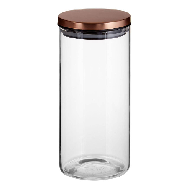 Premier Housewares Freska Glass Storage Jar With Rose Gold Lid 1300ml
