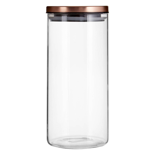 premier housewares Freska Glass Storage Jar with Rose Gold Lid 1300ml