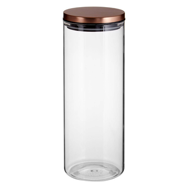 Premier Housewares Freska Glass Storage Jar With Rose Gold Lid 1600ml