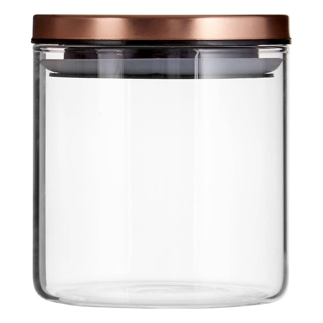 Premier Housewares Freska Glass Storage Jar With Rose Gold Lid 550ml