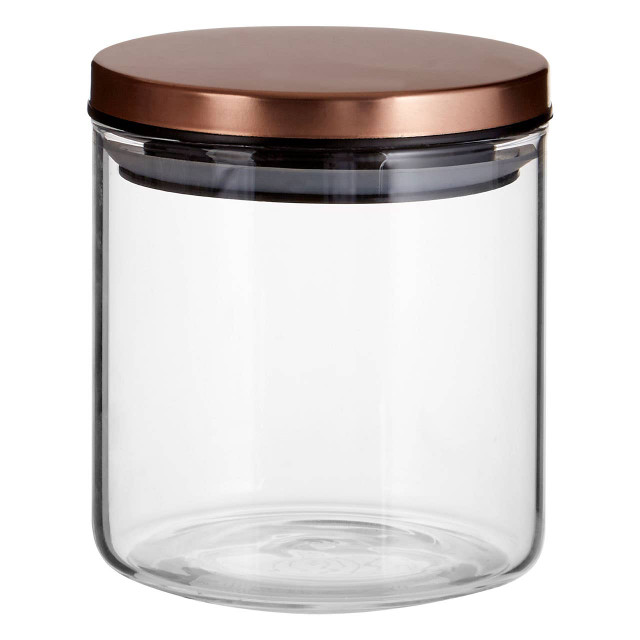 Premier Housewares Freska Glass Storage Jar With Rose Gold Lid 550ml