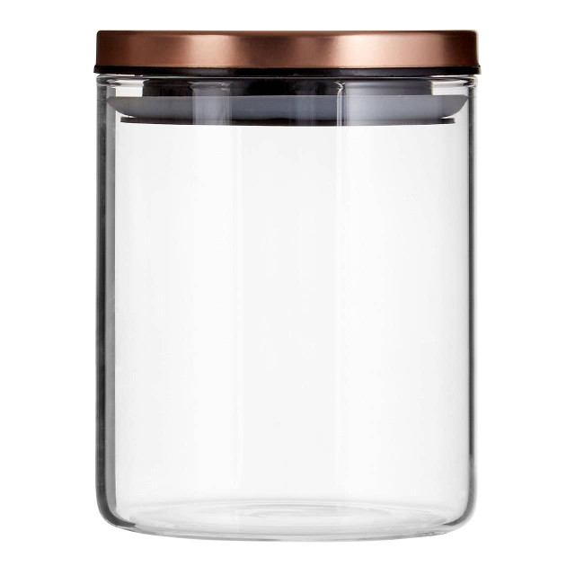 Premier Housewares Freska Glass Storage Jar With Rose Gold Lid 700ml