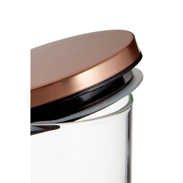 Premier Housewares Freska Glass Storage Jar With Rose Gold Lid 700ml