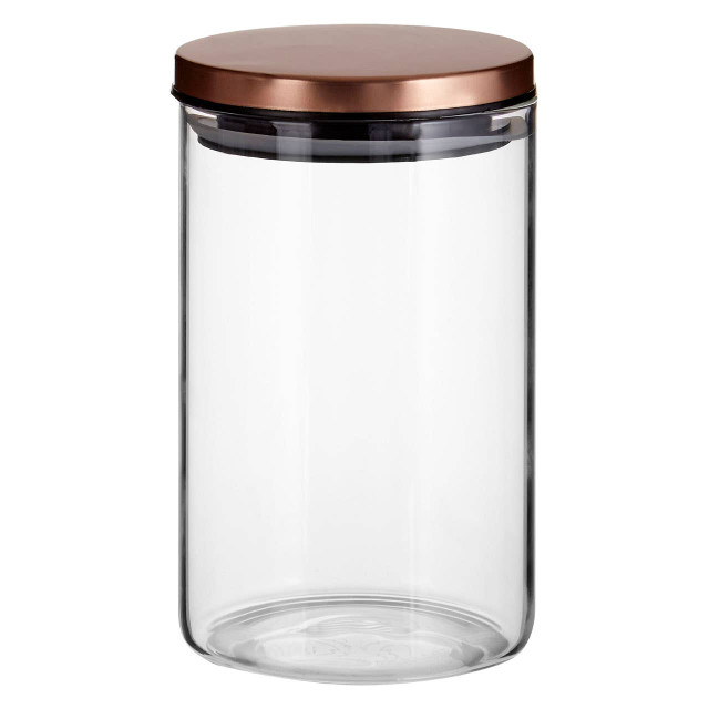 Premier Housewares Freska Glass Storage Jar With Rose Gold Lid 950ml