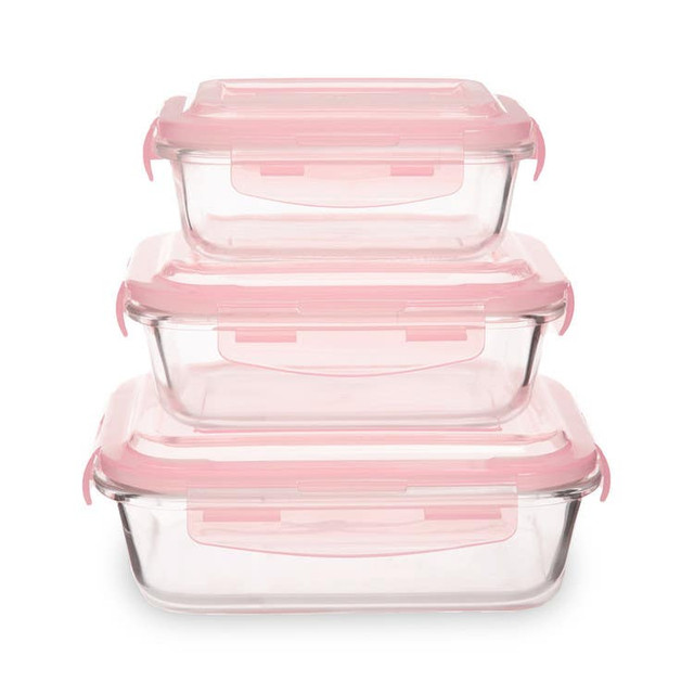 premier housewares Freska Set Of Three Rectangular Glass Containers