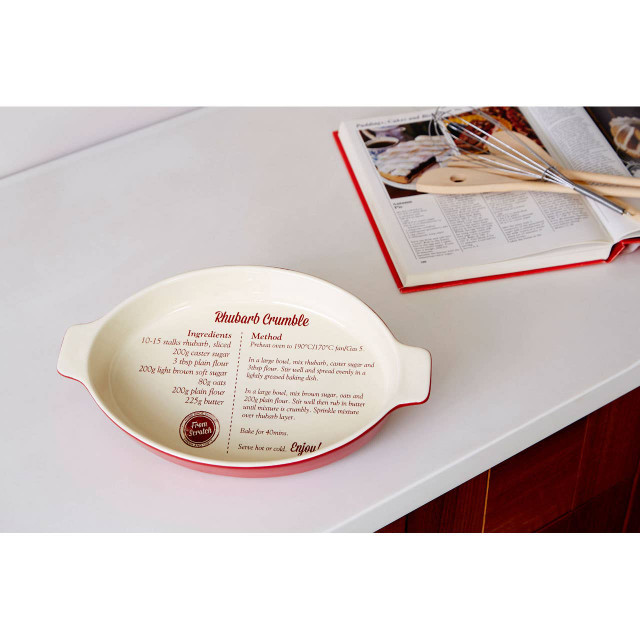 Premier Housewares From Scratch Red Stoneware Oval Baking Dish