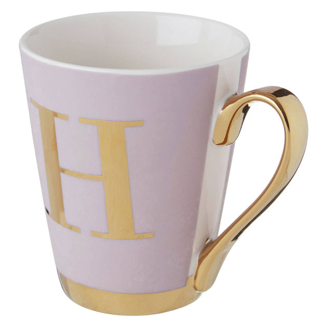 Premier Housewares Frosted Deco Lilac Monogram Mug H