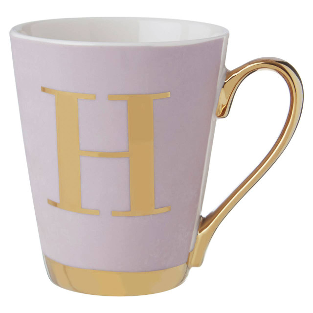 premier housewares Frosted Deco Lilac Monogram Mug H
