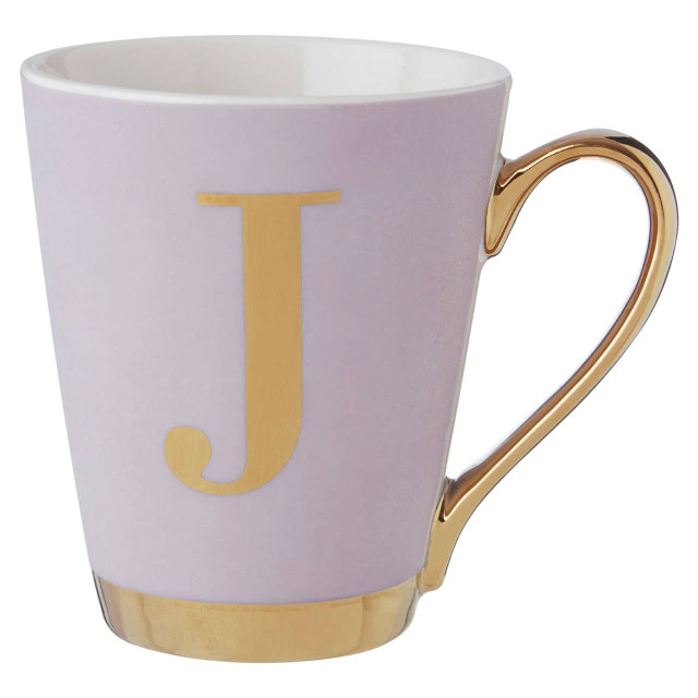 Premier Housewares Frosted Deco Lilac Monogram Mug J