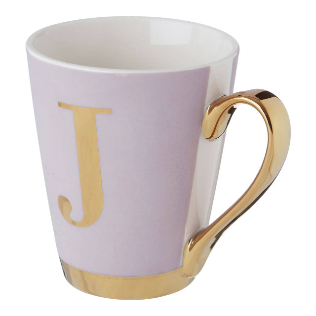 Premier Housewares Frosted Deco Lilac Monogram Mug J