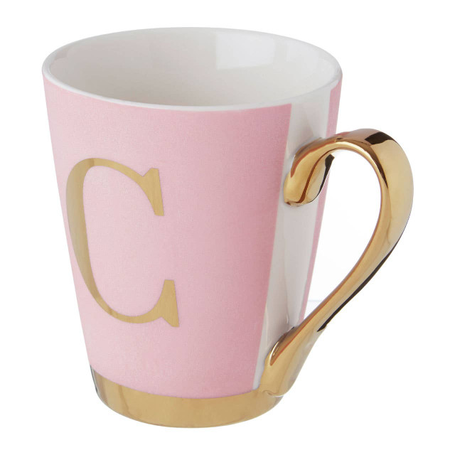 Premier Housewares Frosted Deco Pink Monogram Mug C