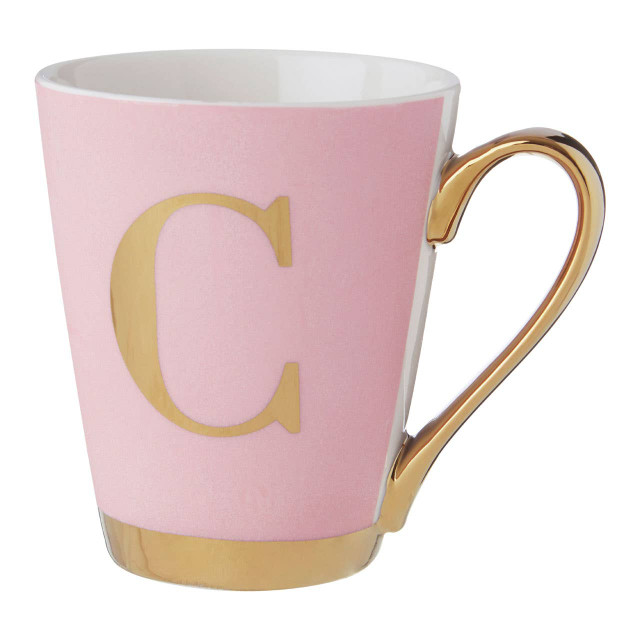 premier housewares Frosted Deco Pink Monogram Mug C