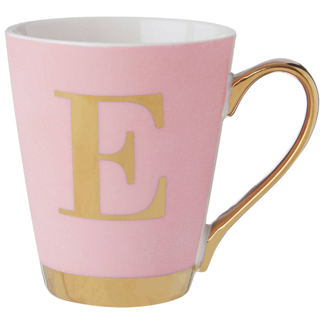 Premier Housewares Frosted Deco Pink Monogram Mug E