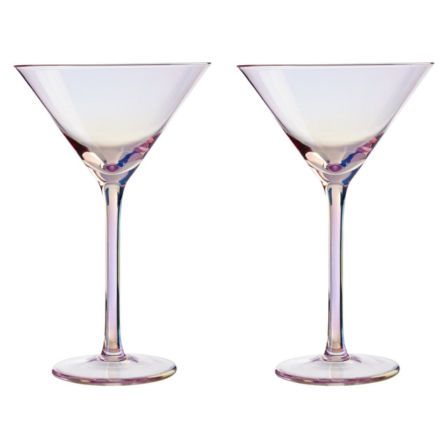 Premier Housewares Frosted Deco Set Of 2 Martini Glasses
