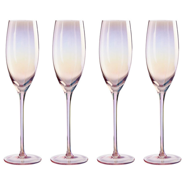 premier housewares Frosted Deco Set Of 4 Champagne Glasses
