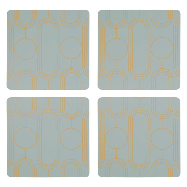 Premier Housewares Frosted Deco Set Of 4 Green Coasters