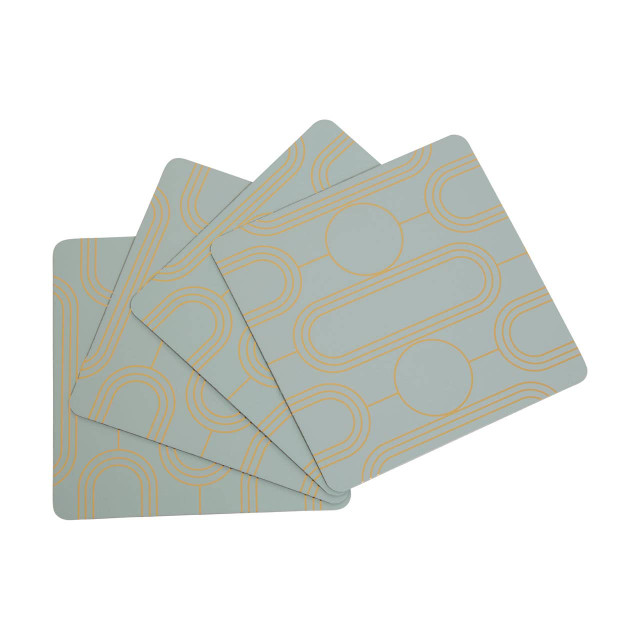 Premier Housewares Frosted Deco Set Of 4 Green Coasters