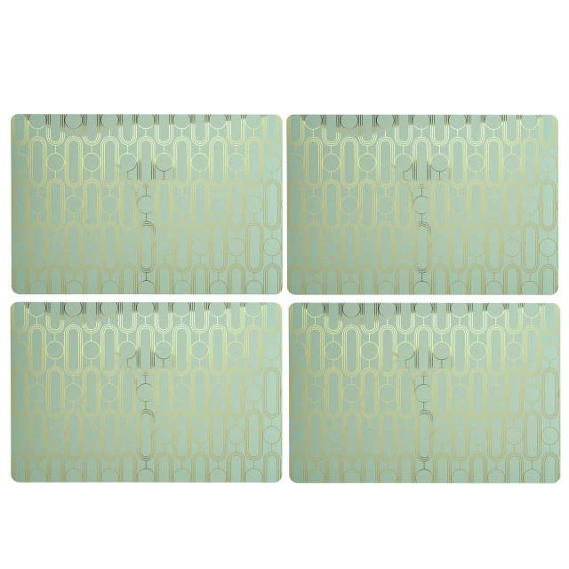 Premier Housewares Frosted Deco Set Of 4 Green Placemats