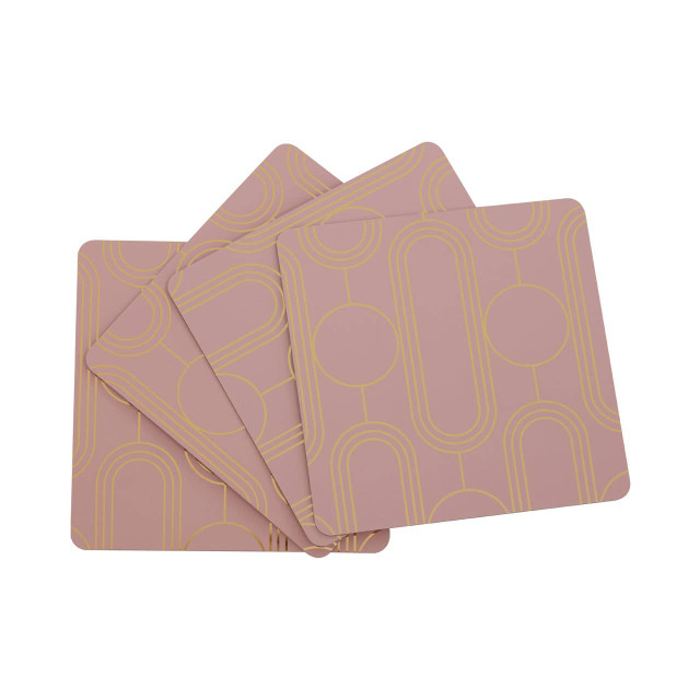 Premier Housewares Frosted Deco Set Of 4 Pink Coasters