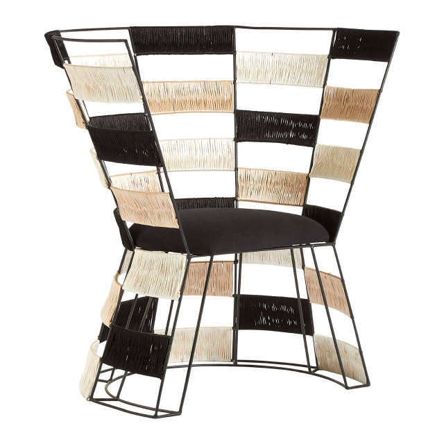 Premier Housewares Fusion Beige And Black And White Woven Chair