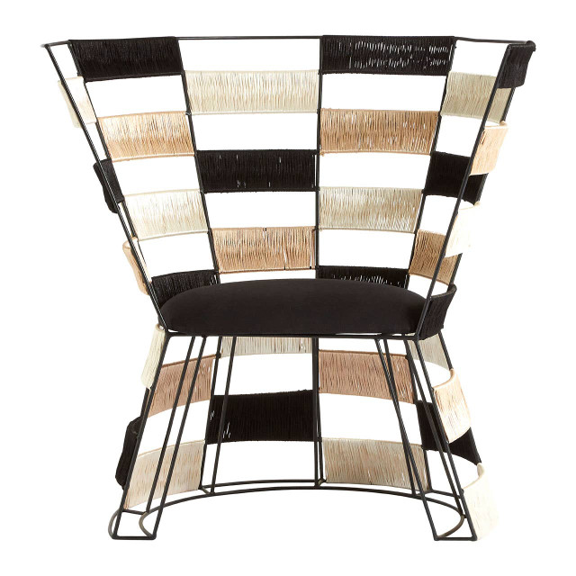 premier housewares Fusion Beige And Black And White Woven Chair